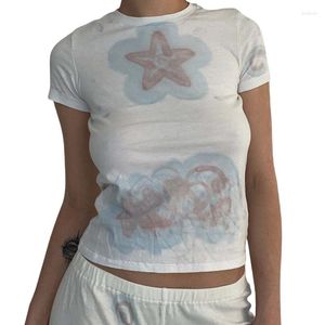 Women's T Shirts Women 2000s Clothes Y2K Crop Tops Summer 2023 T-shirts Vintage Trashy Grunge Eesthetic Clothing Streetwear 90s