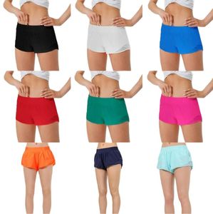 lu-248 Damsportshorts Casual Fitness Hotty Hot Pants för kvinna Träning Gym Löpning Sportkläder med blixtlåsficka Snabbtorkande nät