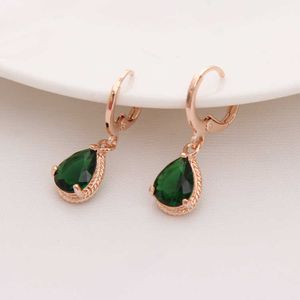 Dangle Chandelier Gold Color Earrings Green Water Drop CZ Stone Pierced Dangle Earrings Women/Girls Long Drop Earrings fashion jewelry G230313