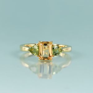 Eheringe GEMS BEAUTY 14K Gold gefüllt 925 Silber natürliche Citrin Ringe zart für Frauen Petite ThreeStone Herz Peridot Ringe DIY 230313