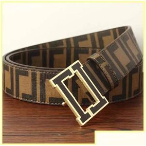 Belts Genuine Leather Belt Men Width 4.0Cm Fashion Designer Mens Black Buckle Letter Waistband Cintura Ceintures F For Women Drop De Dh6Xp