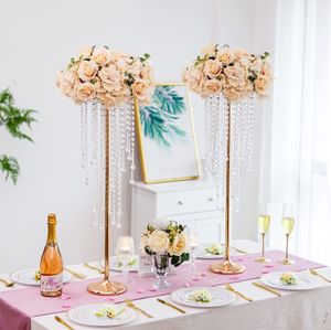 10pcs Wedding Column Rack Decoration Shiny Gold Crystal Plinth Stand Banquet Hall Floral Display Flower Vase Wedding Table Centerpieces Bitthday Party Cake Holder