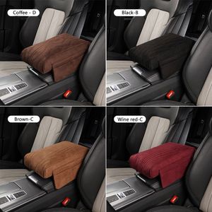 Car Armrest Cushion Suede Armrest Cup Holder Center Console Increased Elbow Support Armrest cushion Vehicle Arm Storager Box