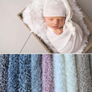 Coperte Swaddling 2023 Nato Sfondo Pelliccia sintetica Tappeto Flokati Coperta Spara Accessori da studio Baby Pography Puntelli per cestino Stuffer