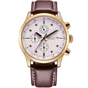 Relógios de pulso Designer de moda original Gold White Dial Cronógrafo Função Men Wrist Watch Watch