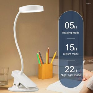 Lampade da tavolo Lampada da scrivania USB ricaricabile con clip da letto Libro da lettura Luce notturna LED 3 modalità Oscuramento Protezione degli occhi