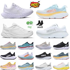 Motorcycle Boots Outdoor Shoes hoka Jogging Sneakers Original Men hokas Bondi8 summer song Cloud Real Teal Aquarelle seeweed brown Leisure trend 2023