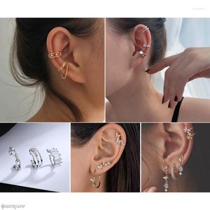 Ryggar örhängen unisex minimalistiska falska piercing öronben öron manschett smycken gåvor rock vintage zirkon stjärnkedja tofs för kvinnor