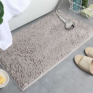 Carpets 40x60 cm Non Slip Shaggy Chenille Bath Mat for Bathroom Rug Water Absorbent Carpet Plush Carpet Mats( Charcoal Gray)