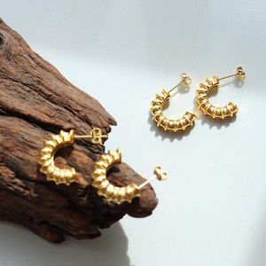 Brincos de garanhão titânio aço rosqueado c jóias de personalidade banhadas a ouro vintage 18k de 18k