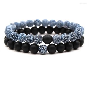 Очарование браслетов 2pcs/set chakra beazred bracelet 8 мм натуральный камень пары любителей лунного камня для женщин мужские ювелирные изделия