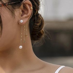 Rücken Ohrringe Mode Gold Zierliche Sterne Ohr Manschette Für Frauen 2023 Elegante Perle Zarte Lange Kette Quaste Earcuff Schmuck Verkäufer