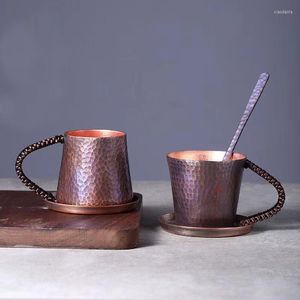 Muggar Pure Copper Coffee Cup Retro Mug Milk Beer Cups Hammed Handmade Drinkware Table Seary