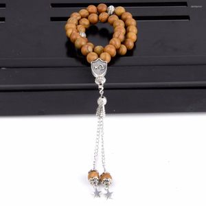 Charm Bracelets Islamic Jewelry 8mm Natural Round Bead Wood Jaspers Beads 33 Rosary Bracelet Women Men Muslim Daily Prayer Jewellry Handmade