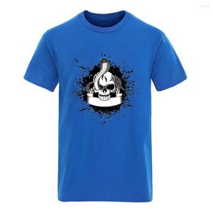 Men's T-skjortor Skull Cartoon Cotton Round Neck Mens T-shirts Streetwear Högkvalitativa varumärkeskläder Hip Hop Casual 2023 Ropa de Hombre