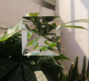 Chandelier Crystal Camal 5pcs 32mm 2 Holes Faceted Square Loose Beads Hanging Lamp Lighting Replacement Parts SunCatcher Curtain