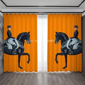 Curtain Eco-Friendly Shading Luxury Orange Horse Modern Style Printed Curtains For The Living Room Bedroom Restaurant Decoration