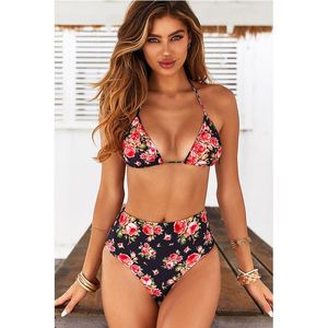 Damen Bademode Floral Plant Print Split 2023 Sexy Weibliche Bikini Strand Sommer Brasilianisches Set