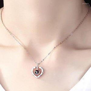 Pendant Necklaces Light And Shadow Projection "I Love You" In 100 Languages Nano Micro- Chain Necklace Aesthetic Fashion