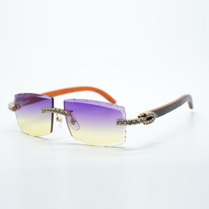 XL diamond cool sunglasses 3524031 with natural orange wooden legs and 57 mm cut lens