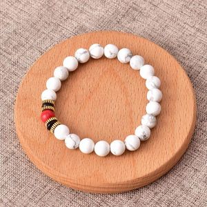 Strand White Howlite pärlstav armband för kvinnor man