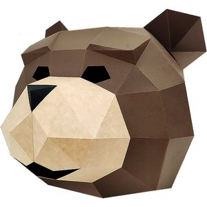 Parti Maskeleri Gülümseyen Oyuncak Bear Head Set Yaratıcı El Oyuncakları 3D Hayvan Maskesi Karnaval Parti Malzemeleri 230313