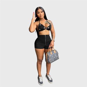 New Designer Summer Outfits Women Tracksuits Two Piece Sets Beautiful Sleeveless Tank Crop Top and Shorts Sports suits Casual sportswear Bulk Clothing 9450