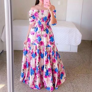 Abiti casual Sexy Off The Shoulder Tube Top Dress Butterfly Rainbow Floral Print Dress Ladies Elegant Slim Summer Bohemian Party Maxi Abiti 230313