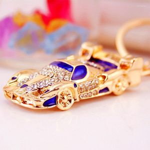 Anahtarlıklar Sevimli Rhinestone-Crystal Araba Modeli Kolye Keychain Spor Modelleme Anahtar Zincir Zanaat Küçük Hediye Kırmızı Epoksi Rhinestone Takı