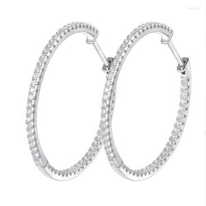 Hoop Earrings 0.86ct Iced Moissanite Huggie For Women 925 Silver 30mm Circle Diamond Ins 2023 Jewelry Gift