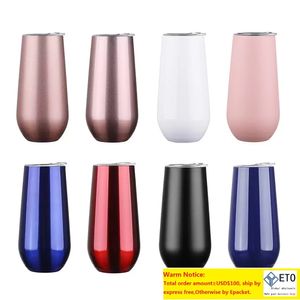 6oz Yumurta Tumbler Paslanmaz Çelik Kırmızı Şarap Tumbler Köklü Yumurta Bardakları Çift Duvar Bira Bardağı Vakum Yalıtımlı Kahve Kupaları Küçük Şarap