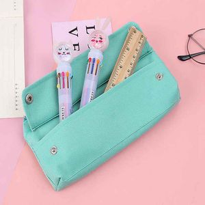 100Pcs/Lot Japanese Solid Color Oxford Cloth Pencil Case Simple Large Capacity Pencil Case For Children Student