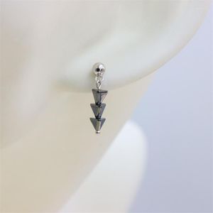 Orecchini a bottone ZFSILVER Piramide triangolare nera Ematite Argento sterling 925 Per le donne Accessori per gioielli con ciondoli per ragazza Regalo per feste