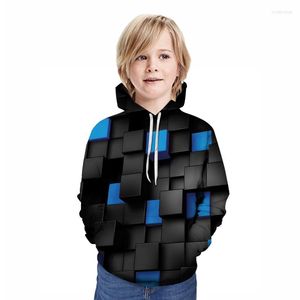 Herrtröjor 2023 Barn tröja hoodie tryckt färgblock vår och höst 3D hooded grossist detaljhandel