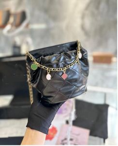 Clássico acolchoado saco crossbody balde porta de sucção magnética bolsas crossbody esmagamento ouro metal ferragens pedras preciosas coloridas alça de corrente bolsas bolsas bolsas