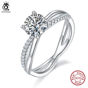 Solitaire Ring ORSA JEWELS Trendy Infinity Wedding Band Engagement Ring Moissanite Sumulated Diamond CZ Promise Finger Ring for Women SMR61 Z0313