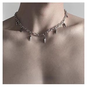 Pendant Necklaces Stainless Steel Punk Rivet Chain Chokers For Men Goth Choker Spike Necklace Rock Chocker Statement Jewelry Gifts