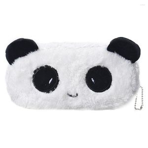 Sevimli Çizgi Panda Kalem Kılıfı Beyaz Peluş Çocuklar İçin Büyük Kalem Çantası Hediye Okul Kırtasiye Malzemeleri Aracı Hafif Kawaii PenBag