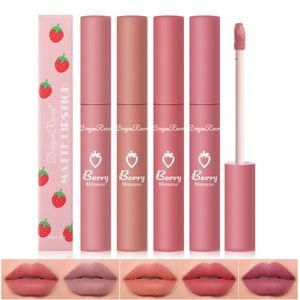 Berry Mousse Matte Lipgloss, wasserfest, langlebig, flüssiger Lippenstift, Erdbeer-Lippen-Make-up