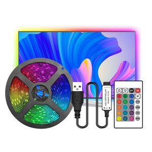 LED -remsljus 16.4ft vattentät färg Byte av ljusremsor Fjärr Bright 5050 Multicolor RGB Lighting For Room Bedroom Kitchen Yard Partys Crestech168