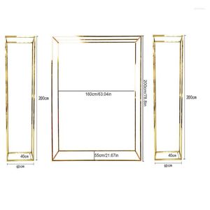 Parti Dekorasyonu 3pcs Lüks Düğün Arch Square Altın Kaplama Sütun Balon Balon Raf Doğum Günü Sahne Açık Çerçeve Zemin Dekorasyon