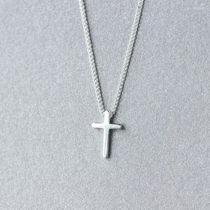 Chains (9mm 7mm Very Small Cross Pendants) Cute Authentic 925 Sterling Silver Jewelry Polished Religion Necklace X1255