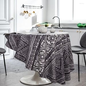 Table Cloth 1.5m Boho Style Grey Tablecloth For Dining Room Round Woven Ethnic Cotton Linen Dustproof Cover Home Kitchen