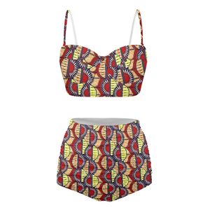 Kvinnors badkläder baddräkt Kvinnlig baddräkt Afrikansk stamtyg Multicolor Ankara Wax Custom Print Summer Sexig Solid Mirco Bikini Set 230313