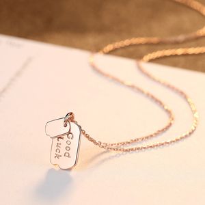 S925 silver pendant carving good luck letter pendant necklace fashion sexy women rose gold lockbone necklace jewelry gift souvenir