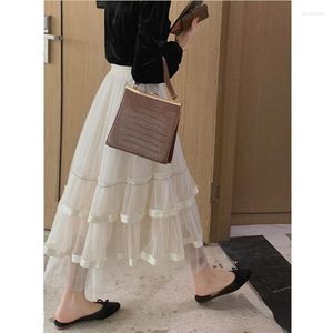 Skirts Maxi Long Tulle Irregular Skirt For Women Gothic Pleated Casual Party Fairycore Summer Winter Jupe Longue 2023 Falda Mujer