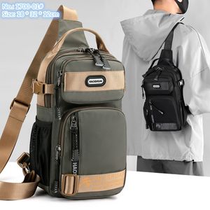 공장 도매 남자 숄더백 3 색 간단한 다기능 캔버스 가슴 가방 지퍼 장식 야외 레저 핸드백 거리 인기 가벼운 배낭