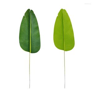 Flores decorativas 10pcs folhas de banana plantas verdes decoração em casa folhas falsas