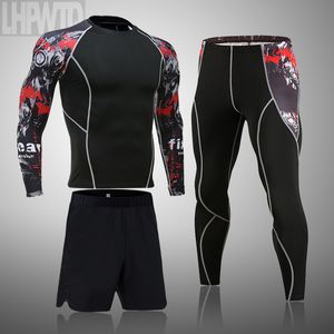 Herr t-shirts herrsportdräkt MMA Rashgard manlig snabb torkning av sportkläder Kompressionskläder Fitness Training Kit Thermal Underwear Leggings 230311