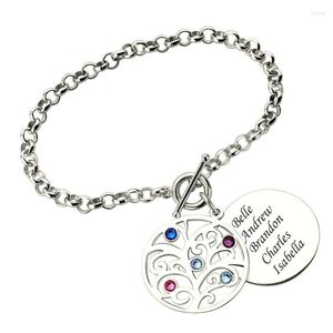 Charm-Armbänder, Kostümname für Frauen, Stammbaum des Lebens, Armband mit Buchstaben, Geburtssteinen, Silber 925, Schmuck, Geschenk für Mama